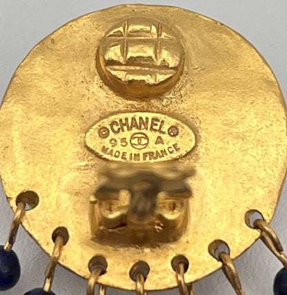 CHANEL Coco Mark 95A Earrings GP Navy x Gold Earrings