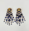 CHANEL Coco Mark 95A Earrings GP Navy x Gold Earrings