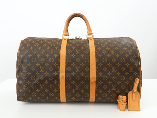 LOUIS VUITTON Monogram Keepall Bandouliere 55 Boston Bag