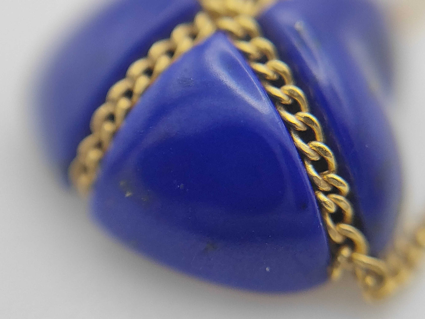 Tiffany & Co. Chain Cross Heart Lapis Lazuli Necklace in Yellow Gold 750, 3.1g 