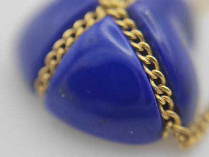 Tiffany & Co. Chain Cross Heart Lapis Lazuli Necklace in Yellow Gold 750, 3.1g 
