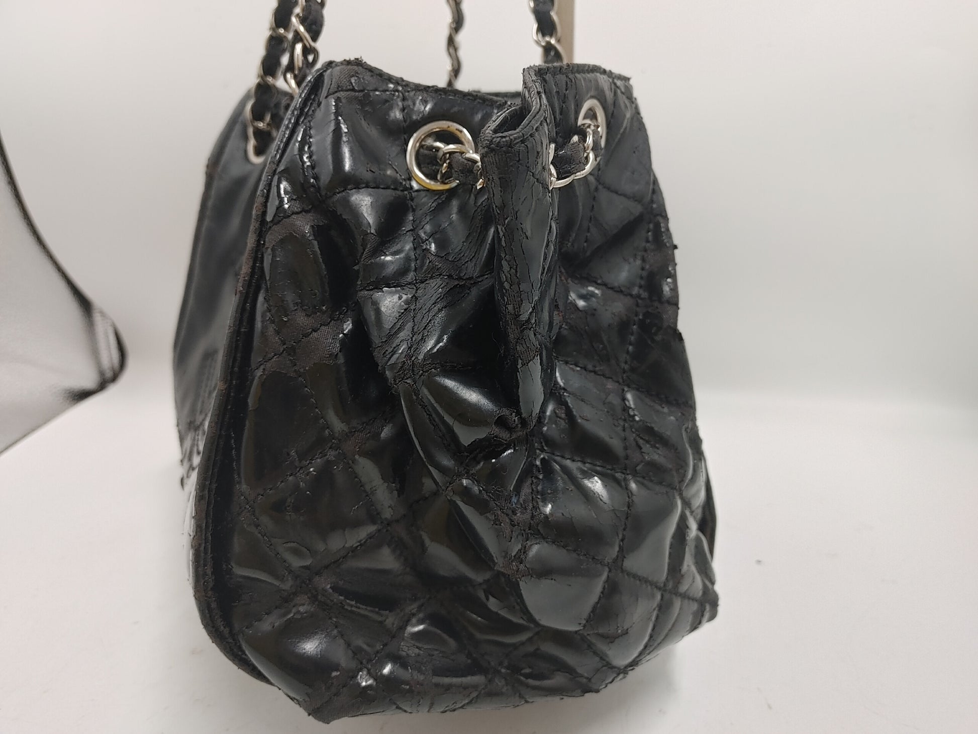 CHANEL Coco Mark Chain Shoulder Bag with Seal 14165678 Patent Leather Black Shoulder Bag