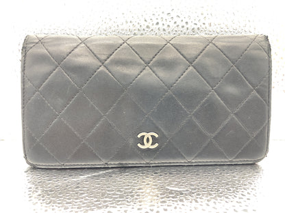 CHANEL Matelasse Bifold Long Wallet with Seal 12059396 Black Lambskin Wallet