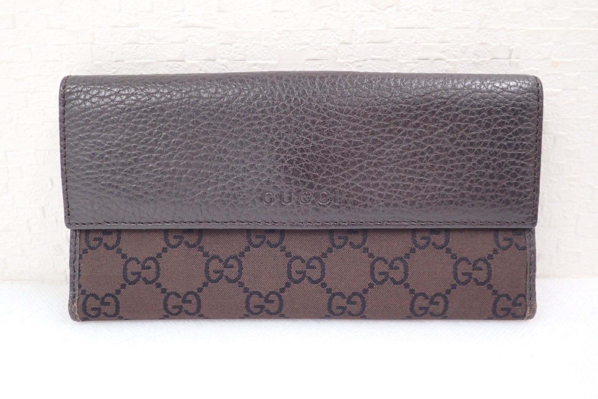 GUCCI GG Pattern 128223 Double Hook Bifold Long Wallet