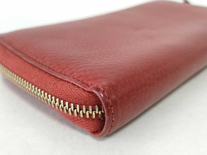 GUCCI Bamboo Leather Round Zip Long Wallet Bamboo Wallet