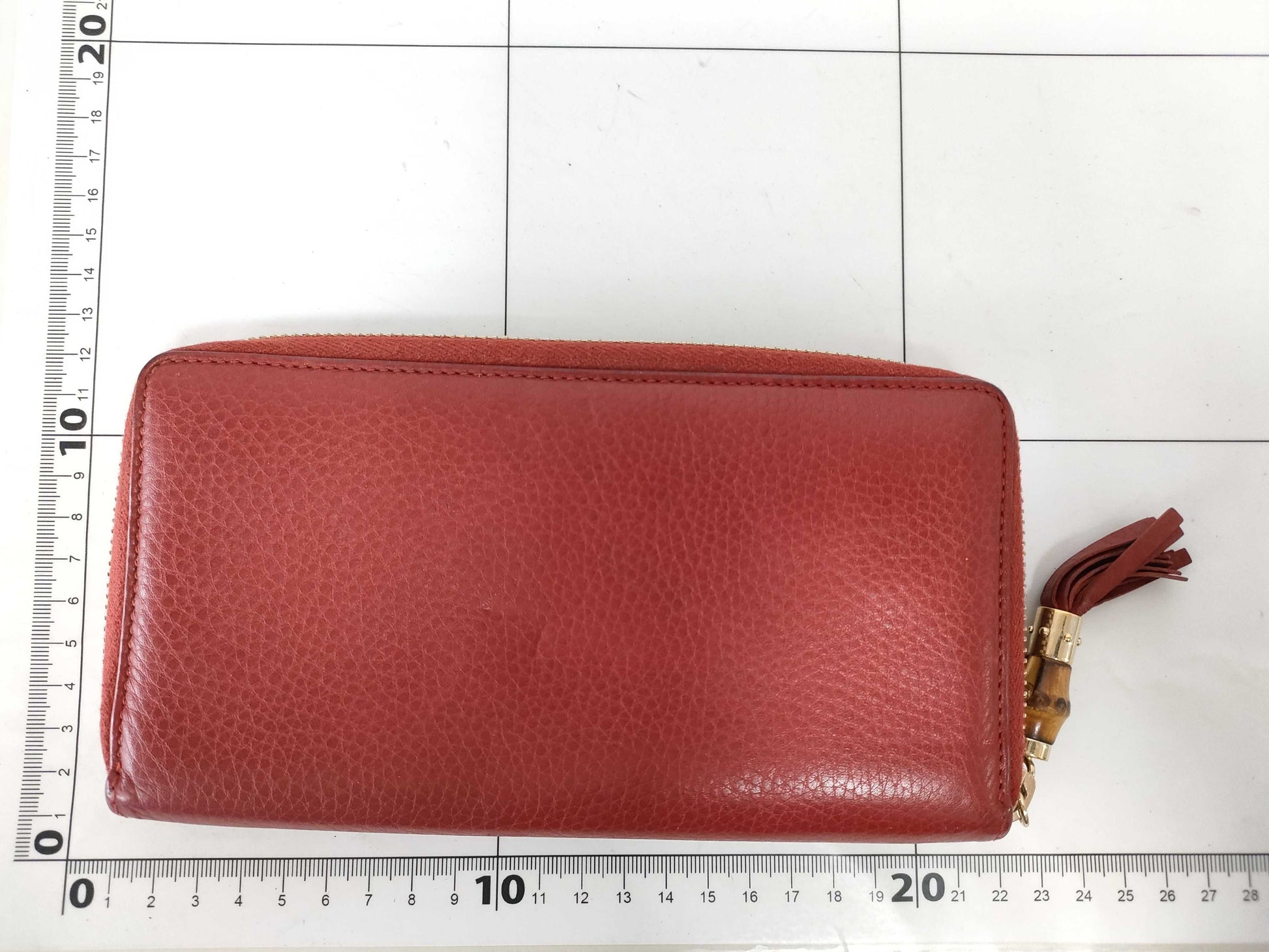 GUCCI Bamboo Leather Round Zip Long Wallet Bamboo Wallet