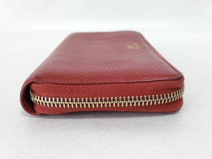 GUCCI Bamboo Leather Round Zip Long Wallet Bamboo Wallet