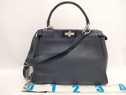 FENDI Peekaboo Selleria 8BN290 Black Handbag