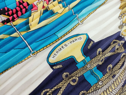 HERMES Carre Scarf Tiger Print Blue Other Accessories