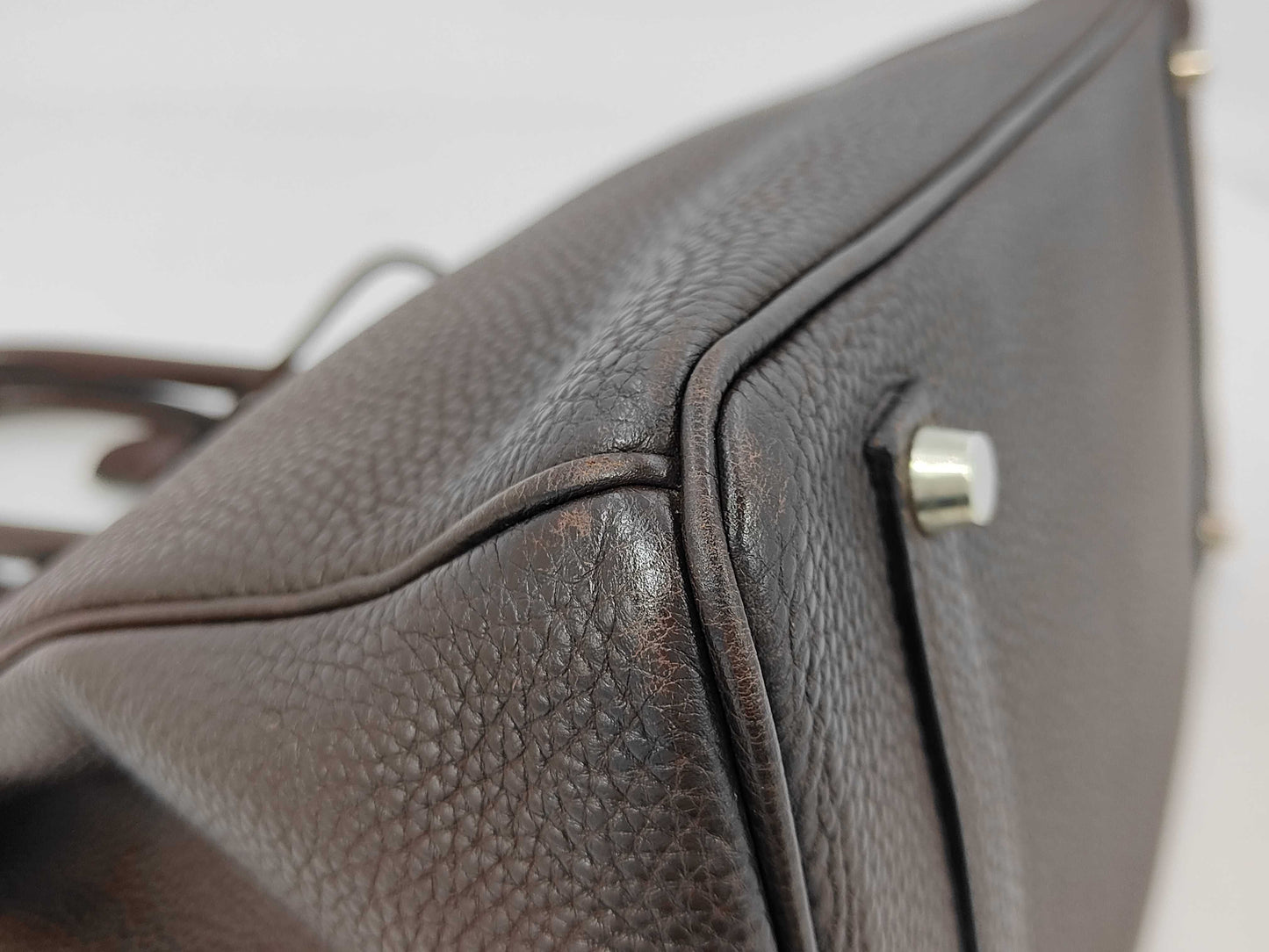 HERMES Birkin 35 Togo Brown Handbag with Silver Hardware