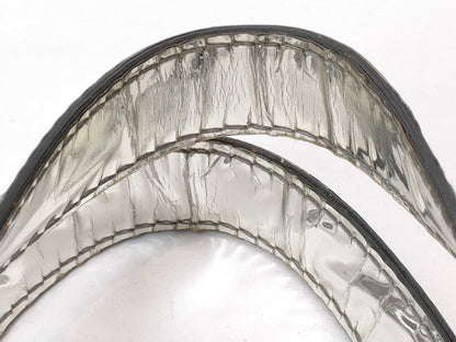 Yves Saint Laurent 188651 Tote Bag Handbag Embossed PVC Silver Tote Bag