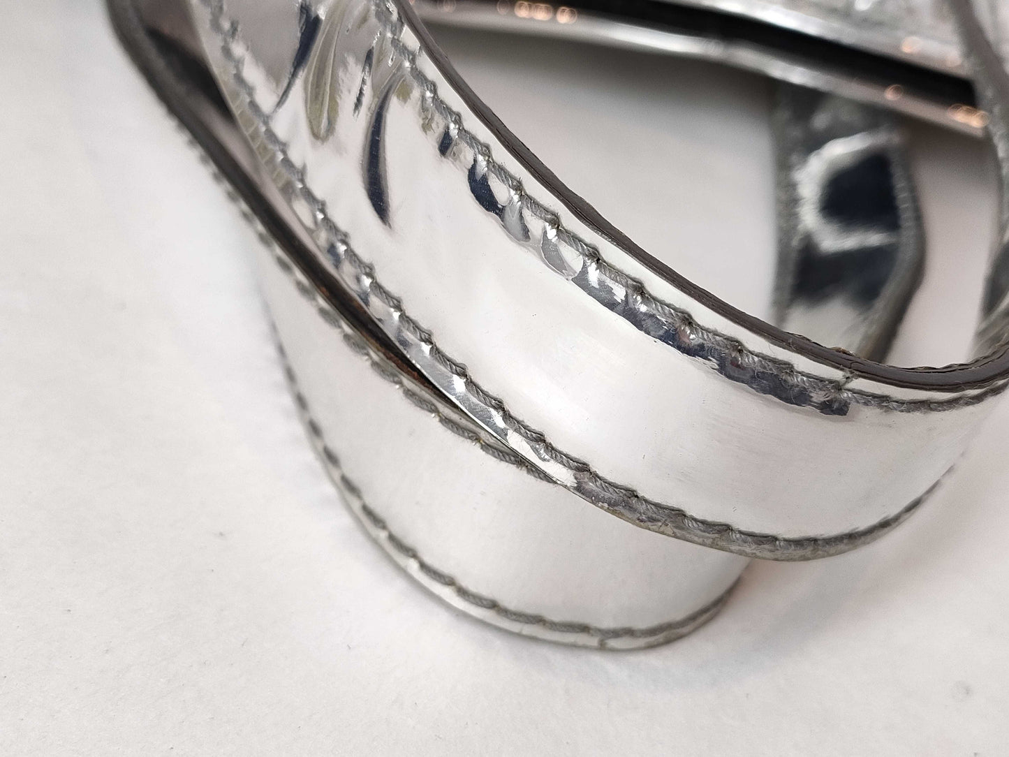 Yves Saint Laurent 188651 Tote Bag Handbag Embossed PVC Silver Tote Bag