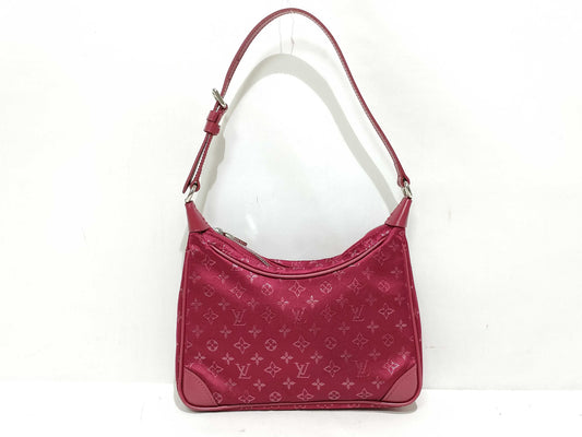 LOUIS VUITTON Monogram Satin Louis Vuitton M92351 Little Boulogne Monogram Satin SR1002 Red Rouge Handbag
