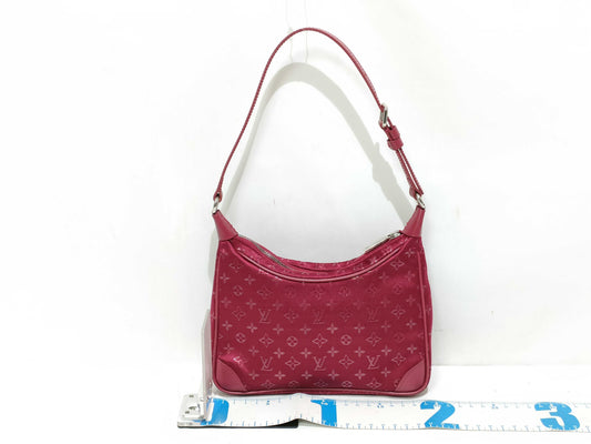 LOUIS VUITTON Monogram Satin Louis Vuitton M92351 Little Boulogne Monogram Satin SR1002 Red Rouge Handbag