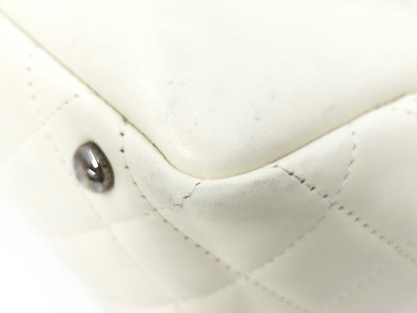 CHANEL A25171 9784285 Cambon Line Large Coco Mark Shoulder Bag Leather Python White Shoulder Bag