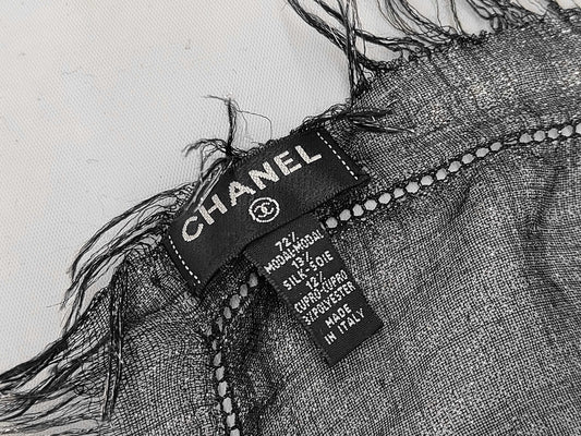 CHANEL Coco Mark Shawl with Stones, Black, Other Accessories