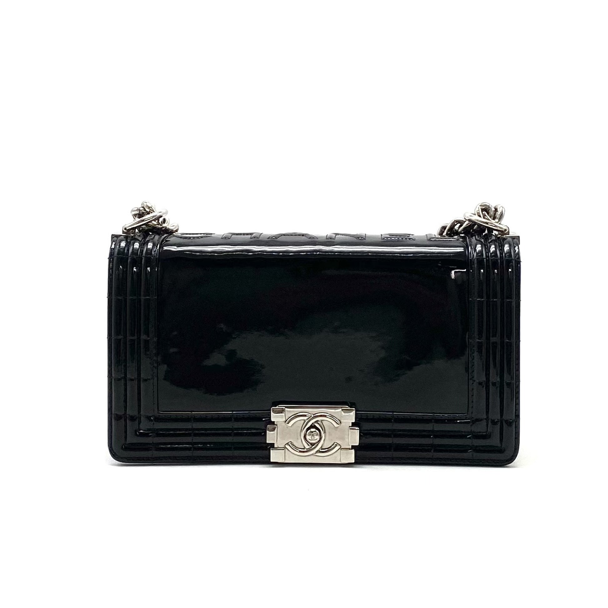 CHANEL Boy Chanel Patent Leather Chain Shoulder Bag