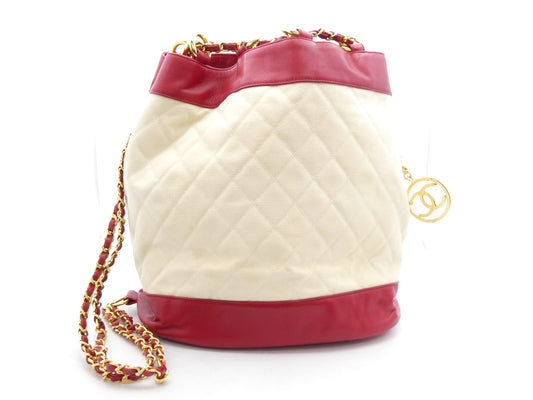 CHANEL Matelasse Canvas Leather Drawstring Chain Backpack