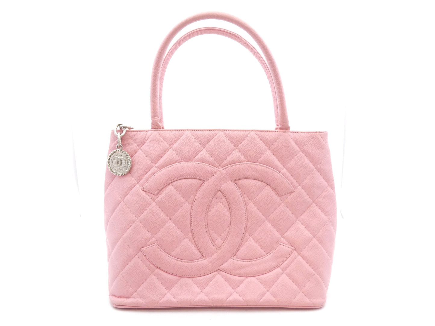 CHANEL Caviar Skin Reproduction Tote Bag with Coco Mark