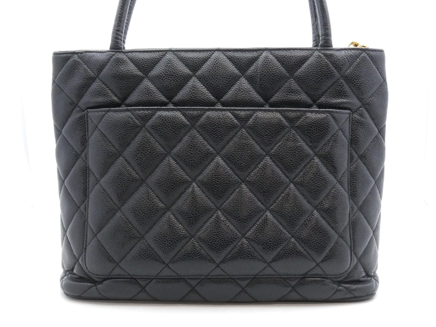 CHANEL Caviar Skin Reproduction Tote Bag with Coco Mark