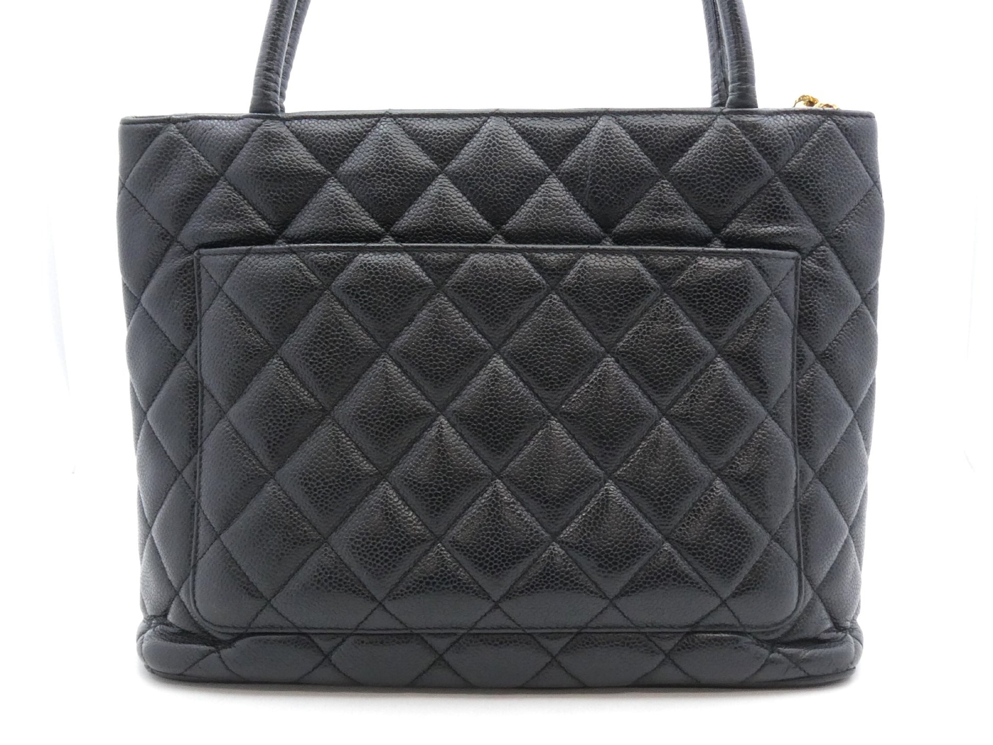 CHANEL Caviar Skin Reproduction Tote Bag with Coco Mark