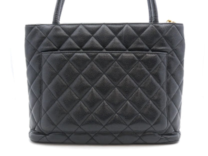 CHANEL Caviar Skin Reproduction Tote Bag with Coco Mark