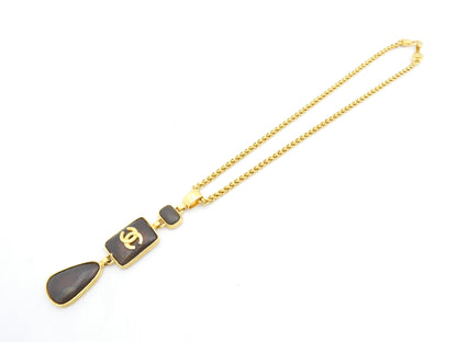 CHANEL Stone Coco Mark Gold Necklace