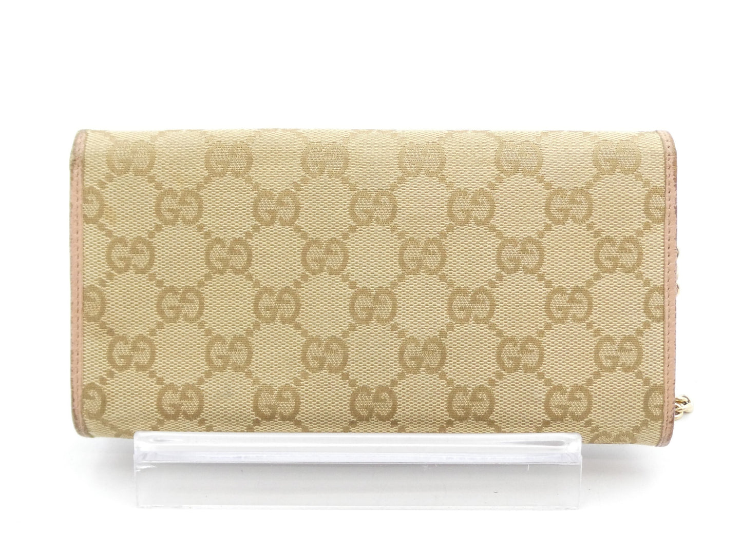 GUCCI GG Canvas Leather Chain Wallet Handbag