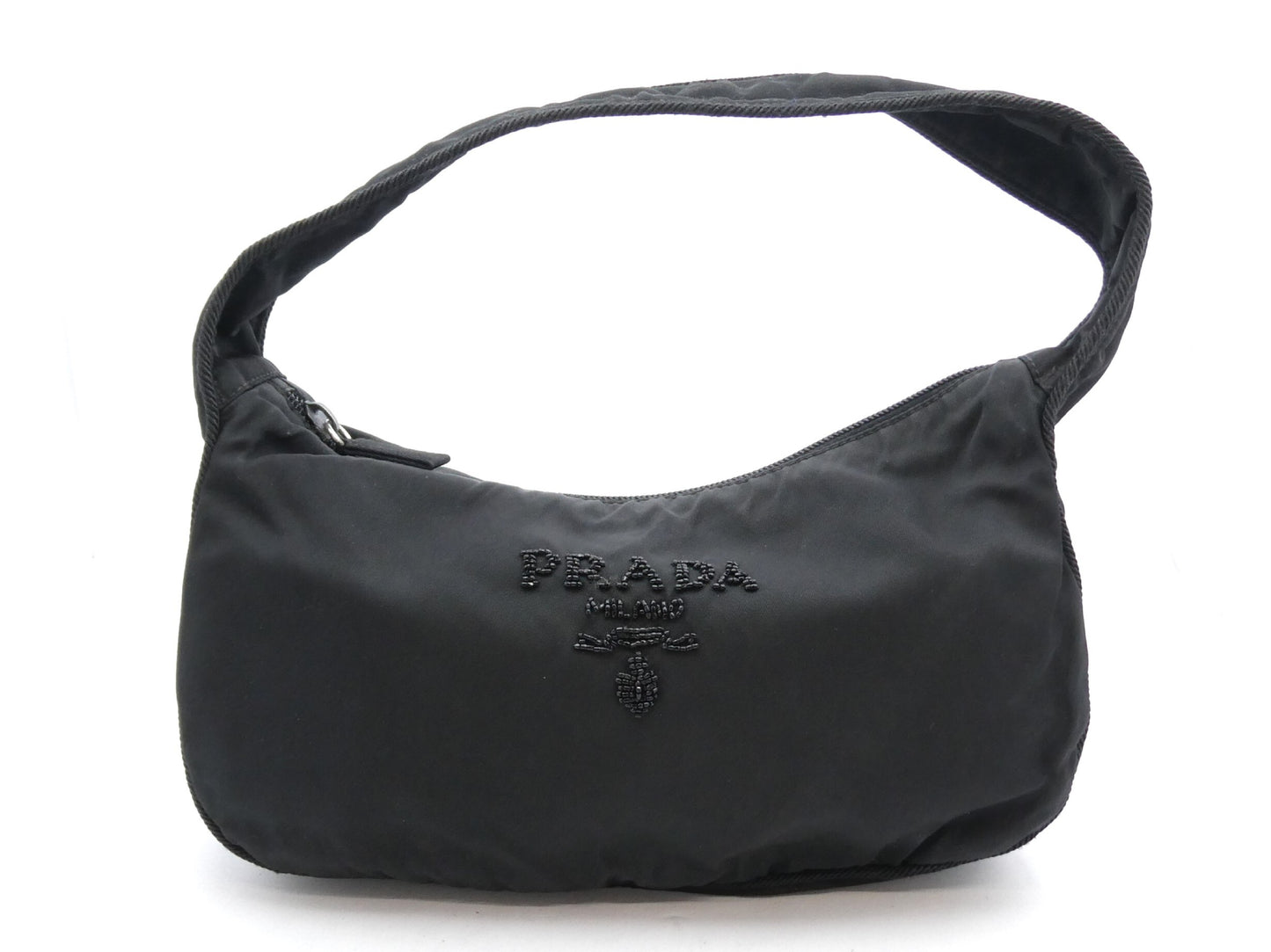 PRADA Logo Beaded Nylon Handbag