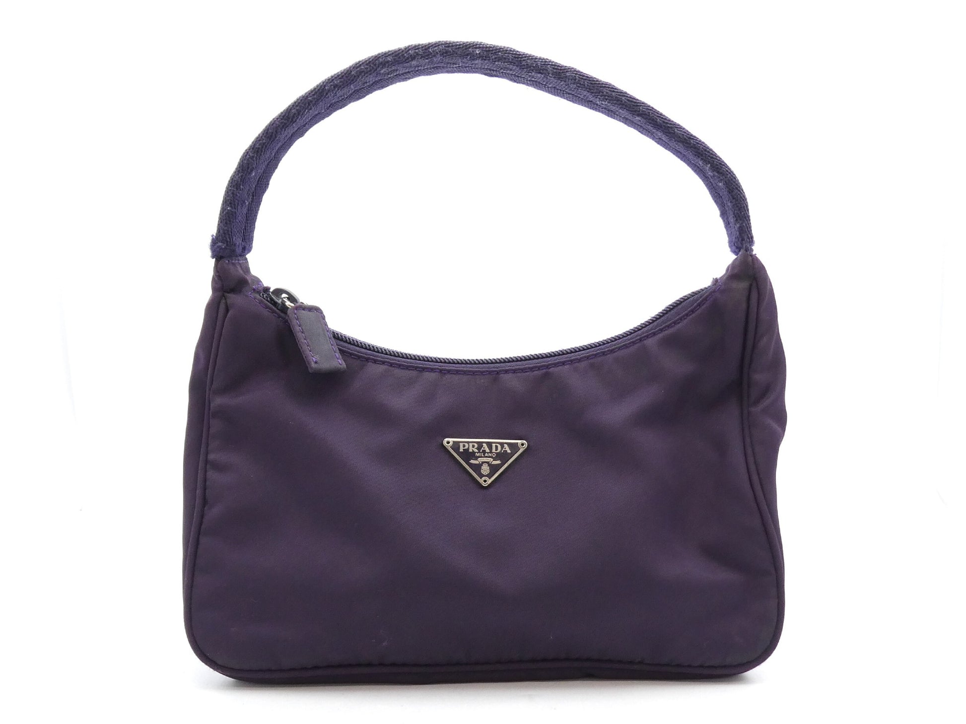 PRADA logo plate nylon handbag