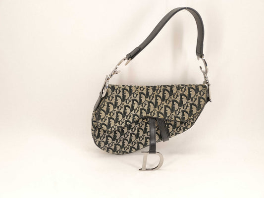 Christian Dior CD Trotter Saddle Bag, Handbag with Silver Hardware, Shoulder Bag