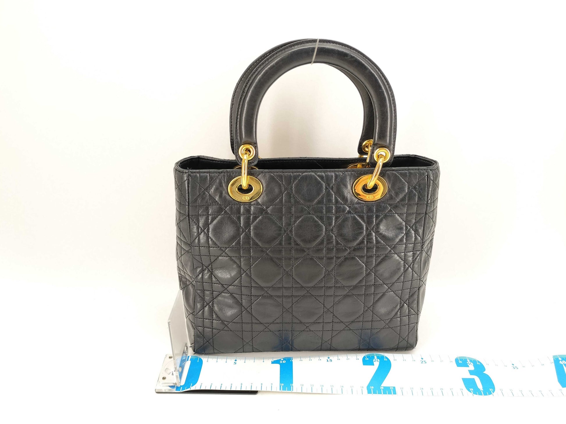 Dior Christian Dior Lady Dior Medium Cannage Lambskin Handbag with Gold Charm