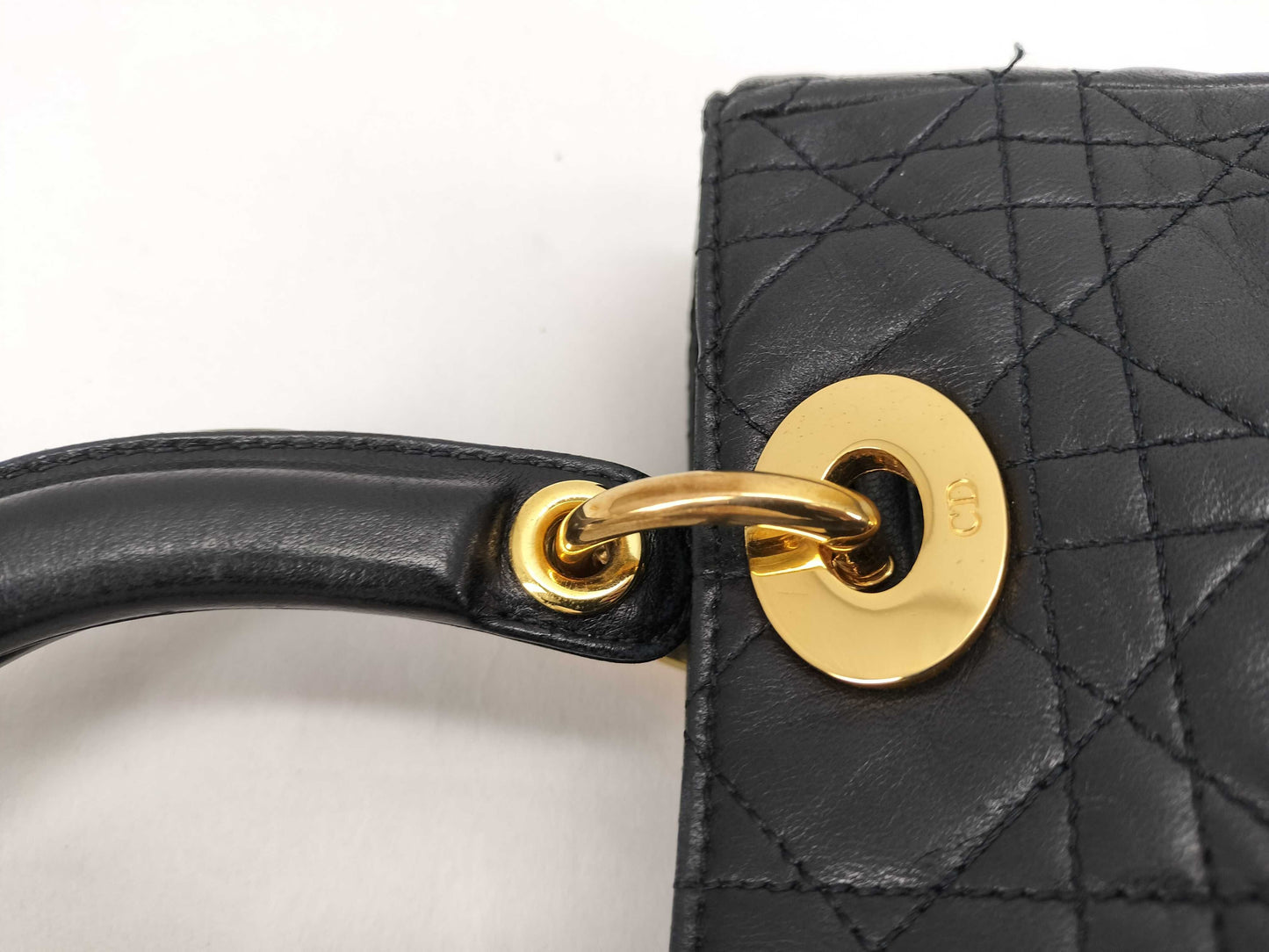 Dior Christian Dior Lady Dior Medium Cannage Lambskin Handbag with Gold Charm