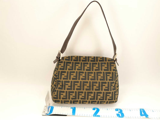 FENDI Mamma Bucket Shoulder Bag, Zucca Pattern, Brown Canvas Shoulder Bag