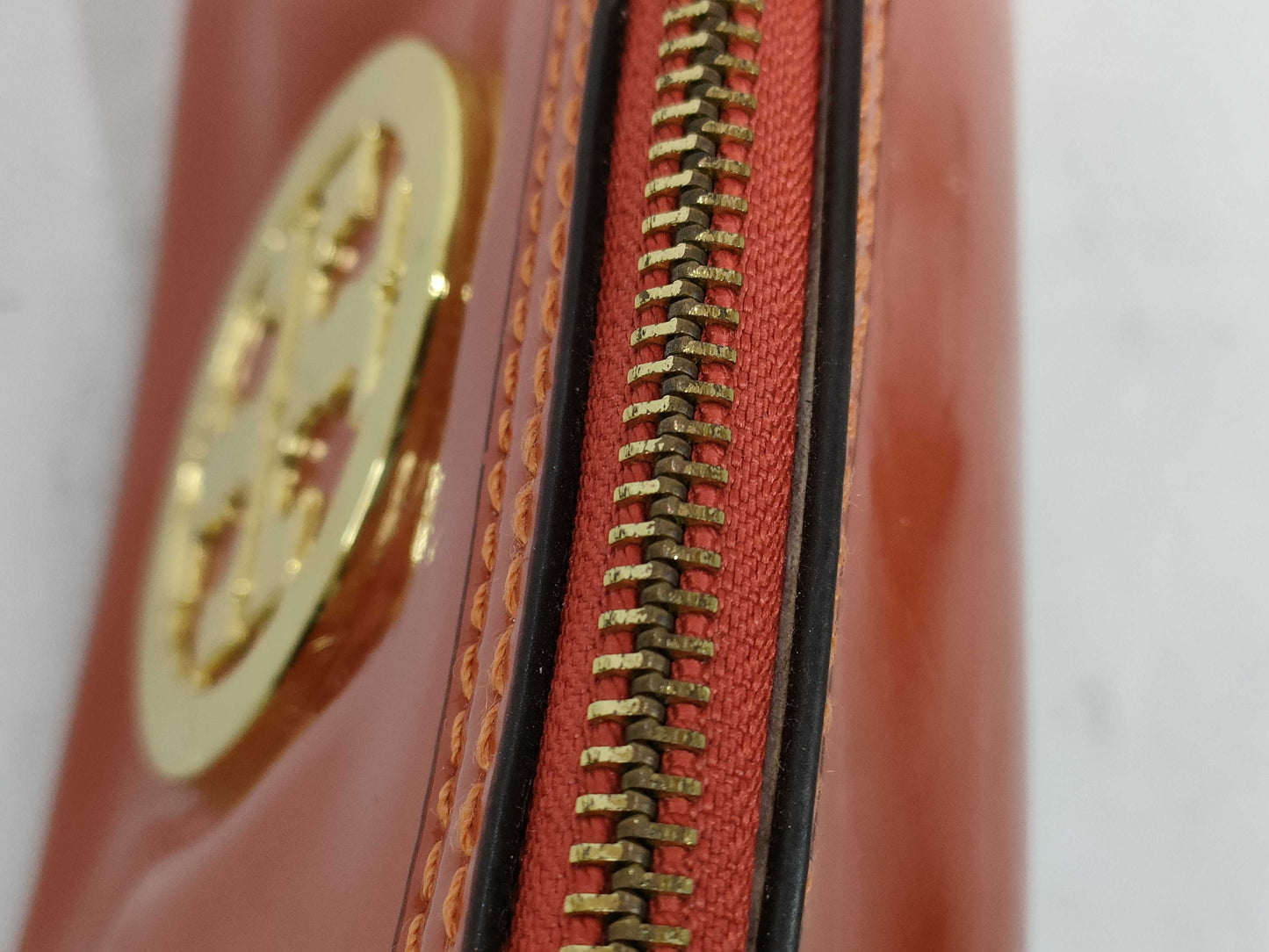 Tory Burch Patent Pouch Orange Pouch