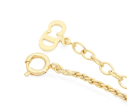 Dior Christian Dior Gold & Green Logo Pendant Necklace with GEARMANY Stamp, 6.7g