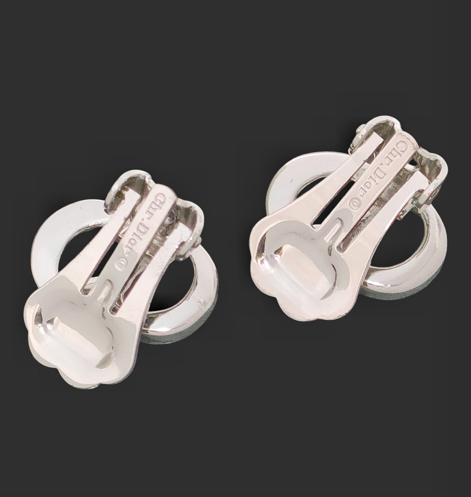 Dior Christian Dior Silver Color Logo Design Earrings G Earrings