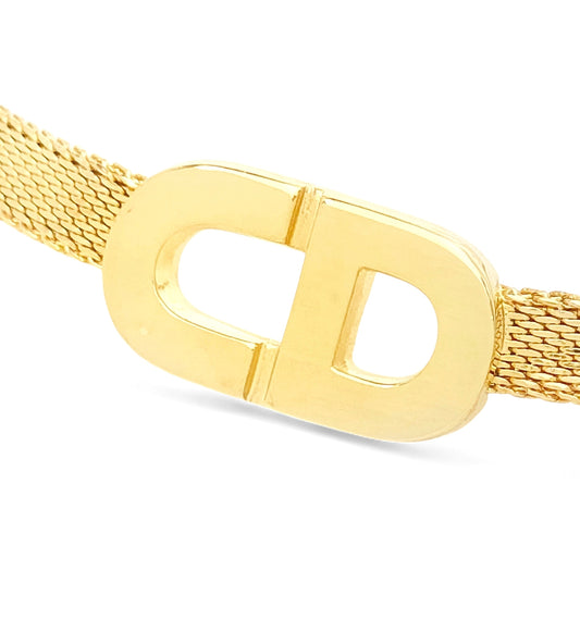 Dior Christian Dior Gold Choker Necklace with Logo Design, GEARMANY Stamp, 13.1g