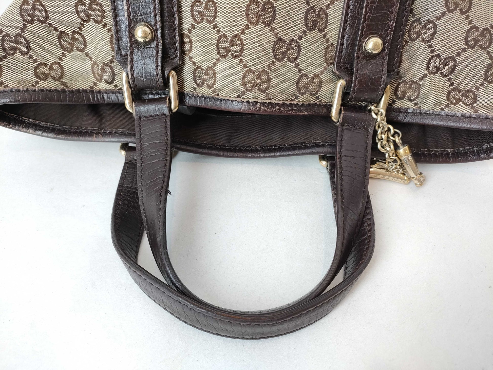 GUCCI GG Canvas GUCCI Handbag 139261 Sherry Line Brown Handbag