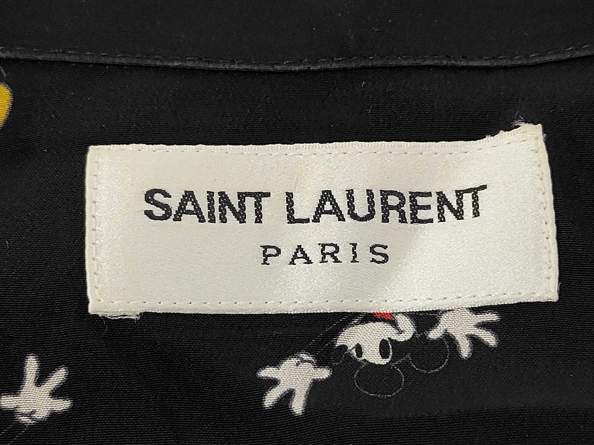 SAINT LAURENT Brand Apparel Yves Saint Laurent Paris Disney Mickey Mouse All-Over Print Short Sleeve Shirt Black 531956 Size 37 T-Shirt