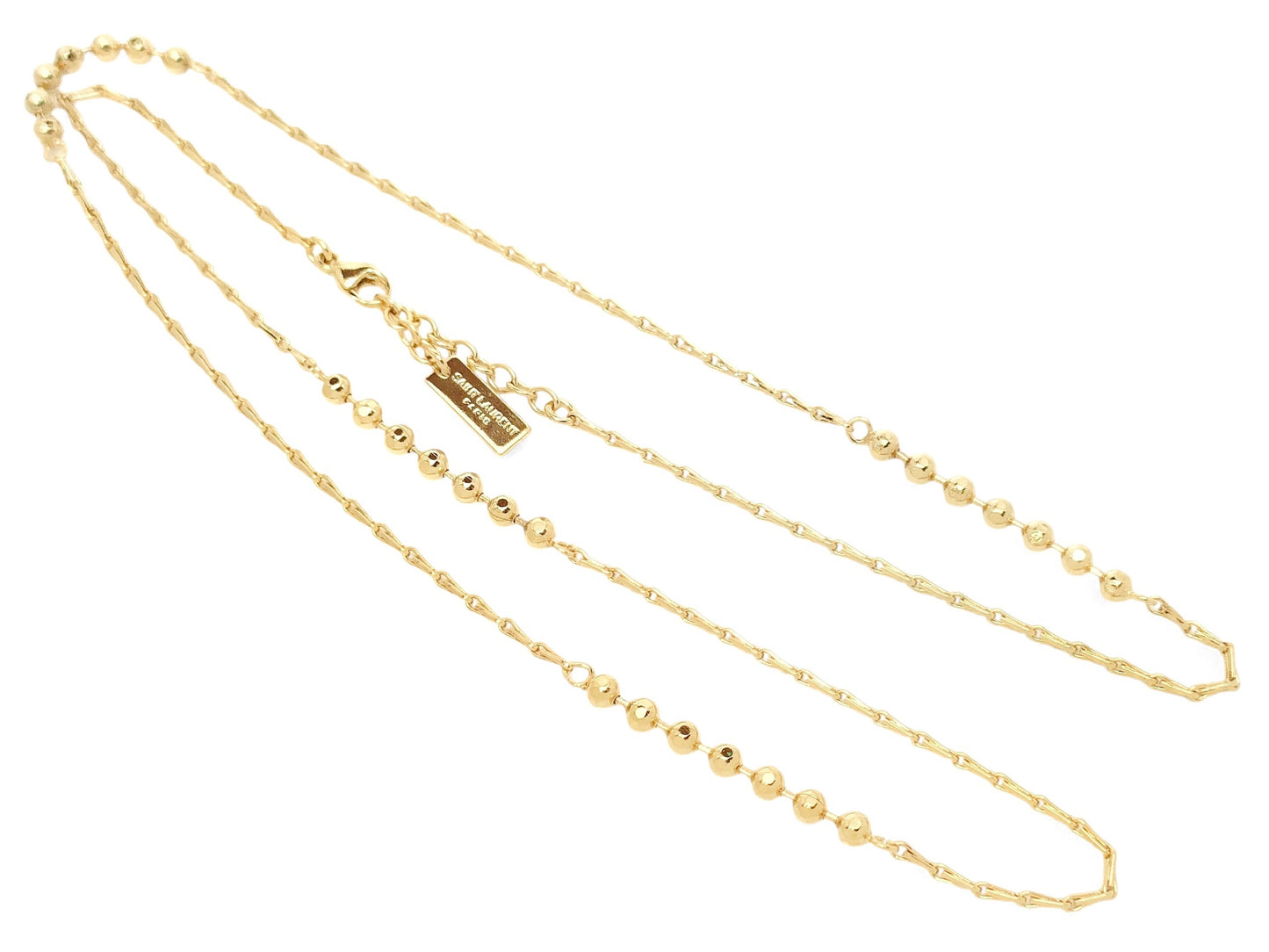 SAINT LAURENT SAINT LAURENT PARIS Gold-Colored 4-Ball Chain Necklace, 6.4g