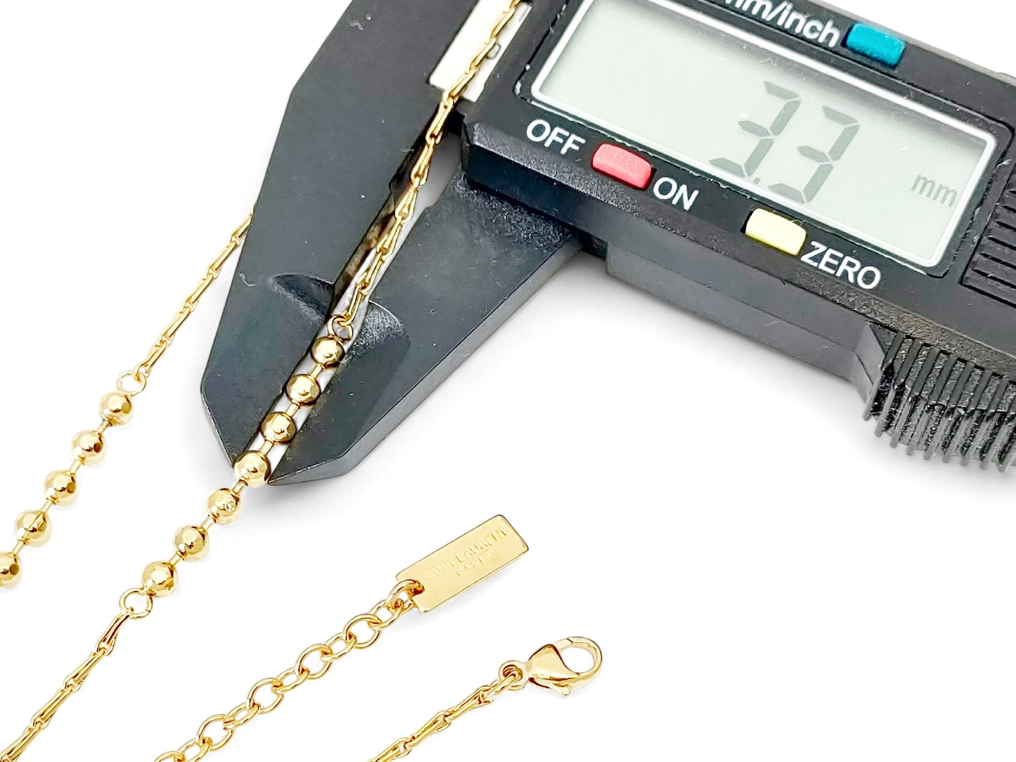 SAINT LAURENT SAINT LAURENT PARIS Gold-Colored 4-Ball Chain Necklace, 6.4g