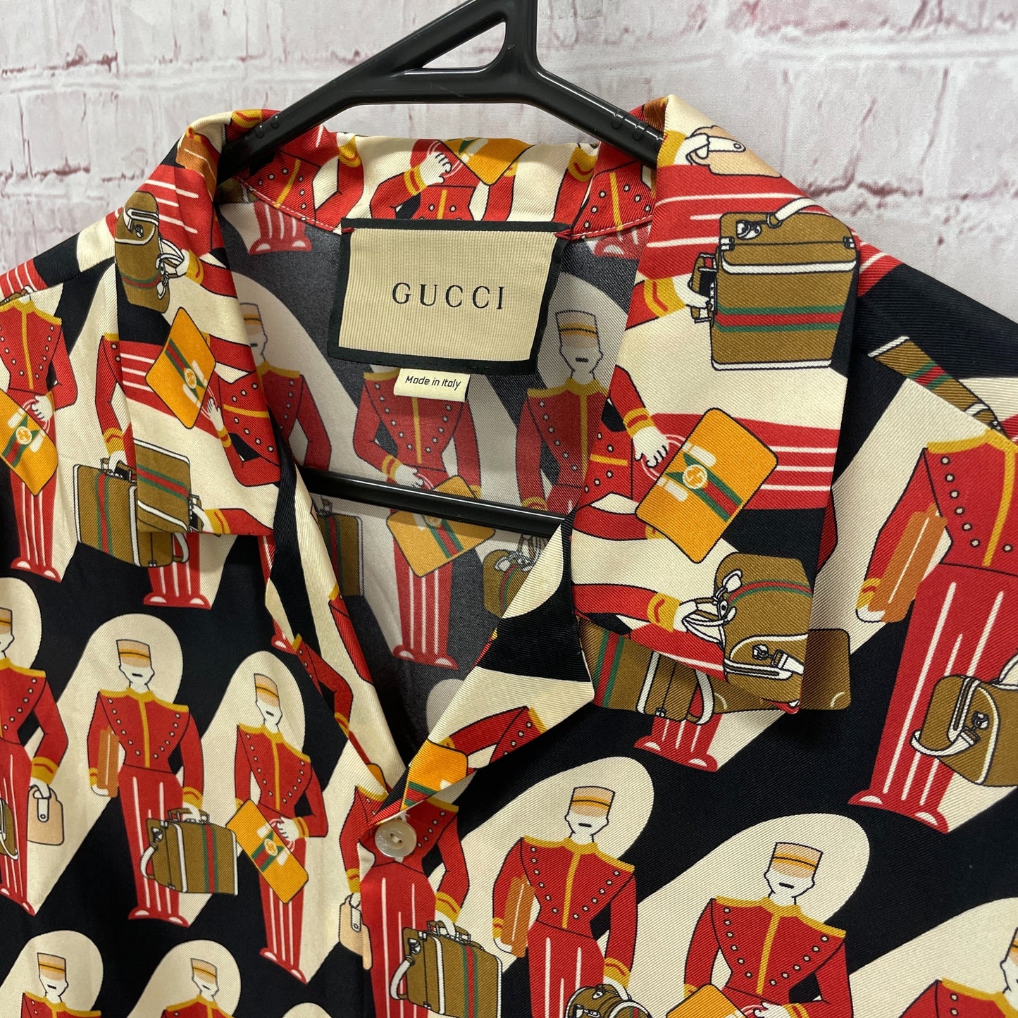 GUCCI 747087 23SS Silk Bowling Shirt, Size 48, Men's, Multicolor