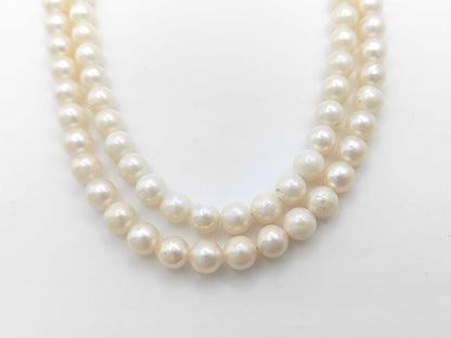 Double-strand pearl necklace, approximately 8.0-8.4mm diameter, sterling silver, 81.6g 