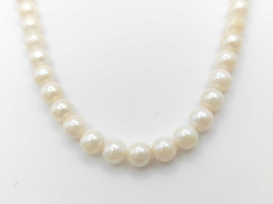 Pearl Necklace, Diameter: Approx. 8.0-8.4mm, Sterling Silver, 42.8g 