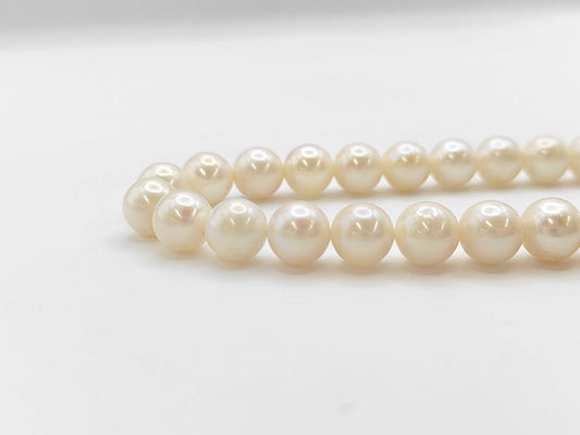 Pearl Necklace, Diameter: Approx. 8.0-8.4mm, Sterling Silver, 42.8g 