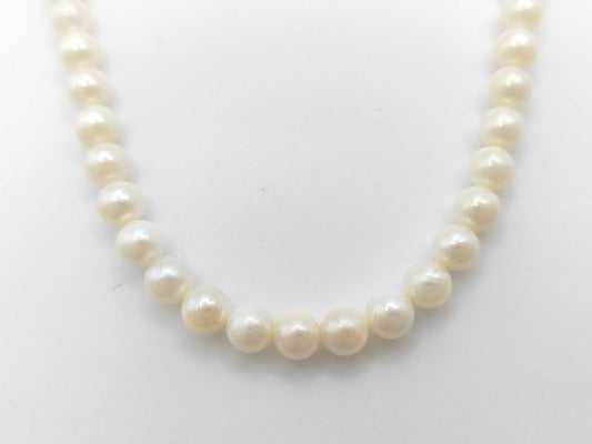 Pearl Necklace, Diameter: Approx. 6.5-6.9mm, Sterling Silver, 28.2g 