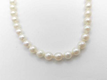 Semi-Round Pearl Necklace, Diameter: Approx. 7.0-7.4mm, Sterling Silver, 31.9g 