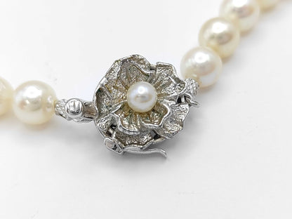 Semi-Round Pearl Necklace, Diameter: Approx. 7.0-7.4mm, Sterling Silver, 31.9g 