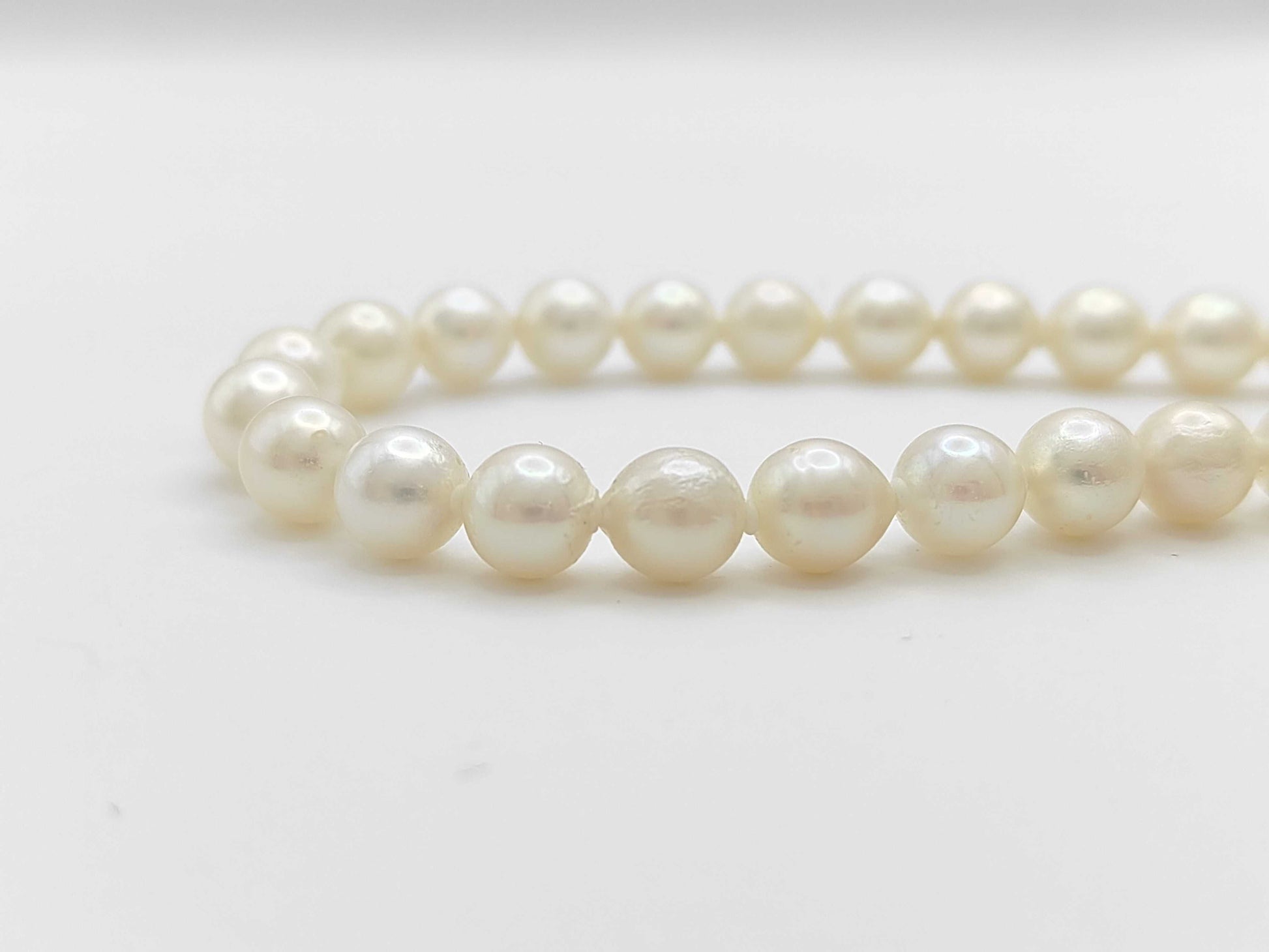Semi-Round Pearl Necklace, Diameter: Approx. 7.0-7.4mm, Sterling Silver, 31.9g 